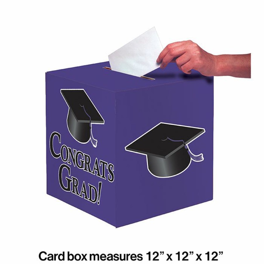 Graduation Party Supplies * | Creative Converting Graduation Party Supplies Graduation Card Box, Grad, 9 Purple