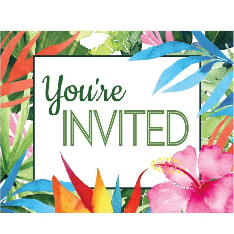 Themed Tableware * | Creative Converting Floral Paradise Invitation Postcard (8/Pkg) Themed Tableware