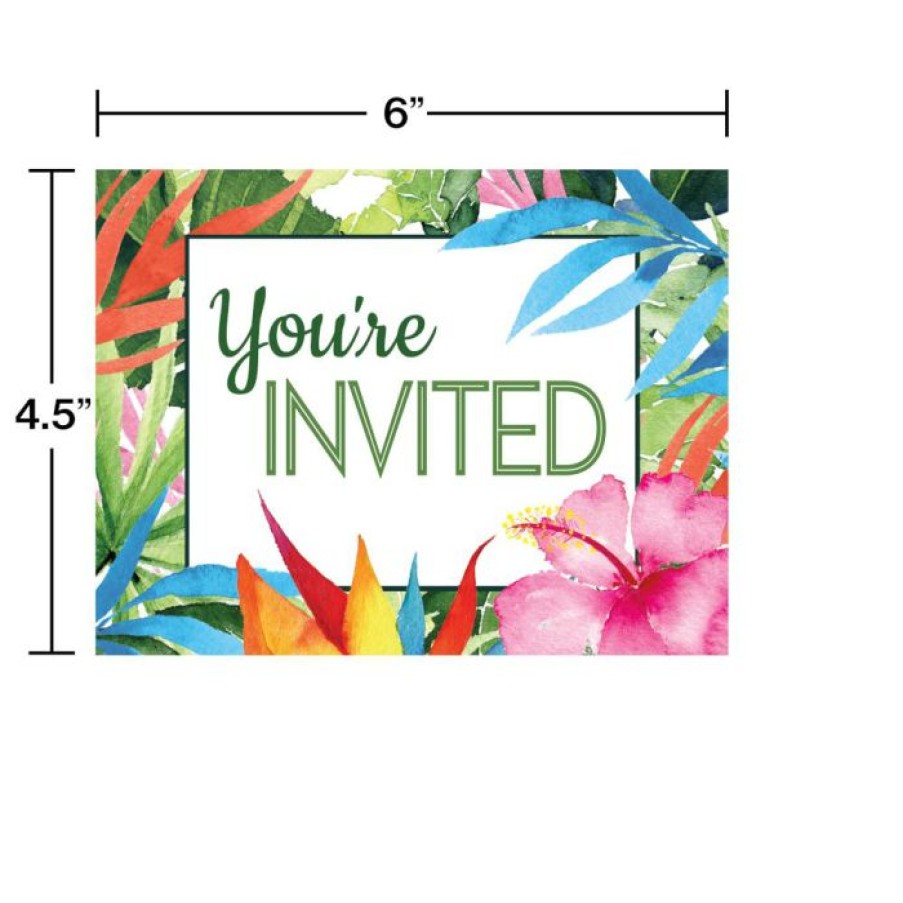 Themed Tableware * | Creative Converting Floral Paradise Invitation Postcard (8/Pkg) Themed Tableware