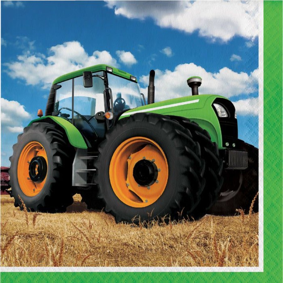 Birthdays * | Creative Converting Kids Birthday Party Themes Tractor Time Napkins, 16 Ct