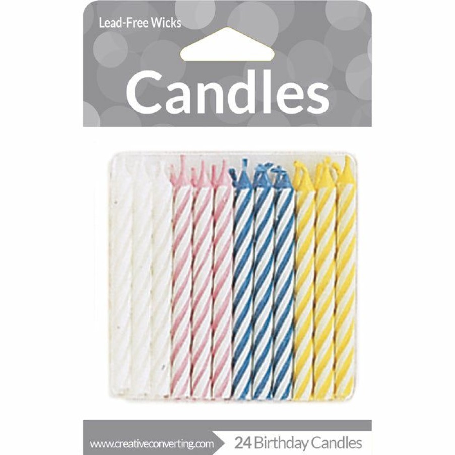 Birthdays * | Creative Converting Assorted Striped Candles, 24 Ct