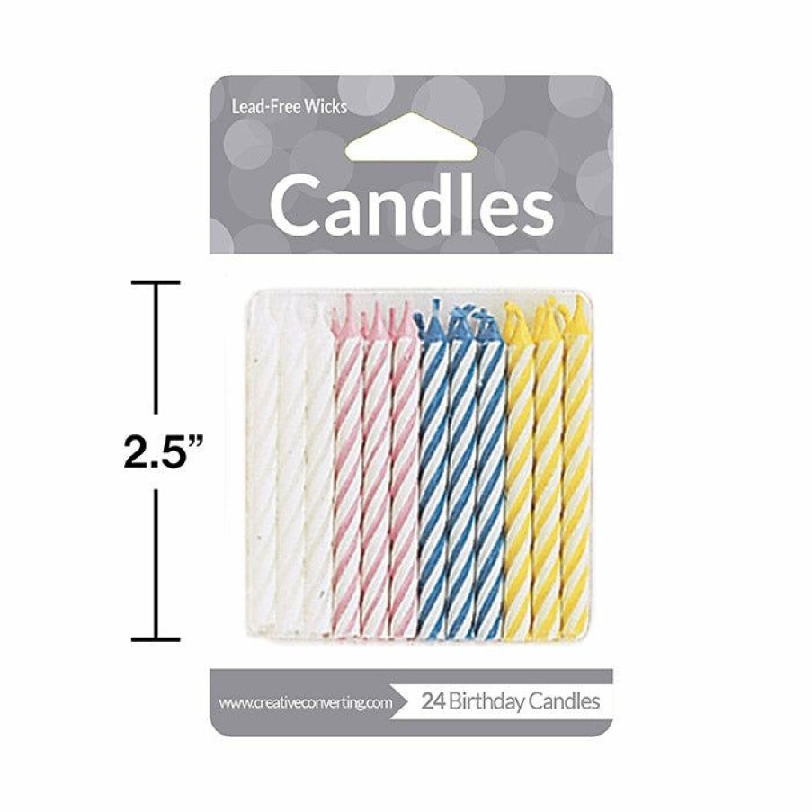 Birthdays * | Creative Converting Assorted Striped Candles, 24 Ct