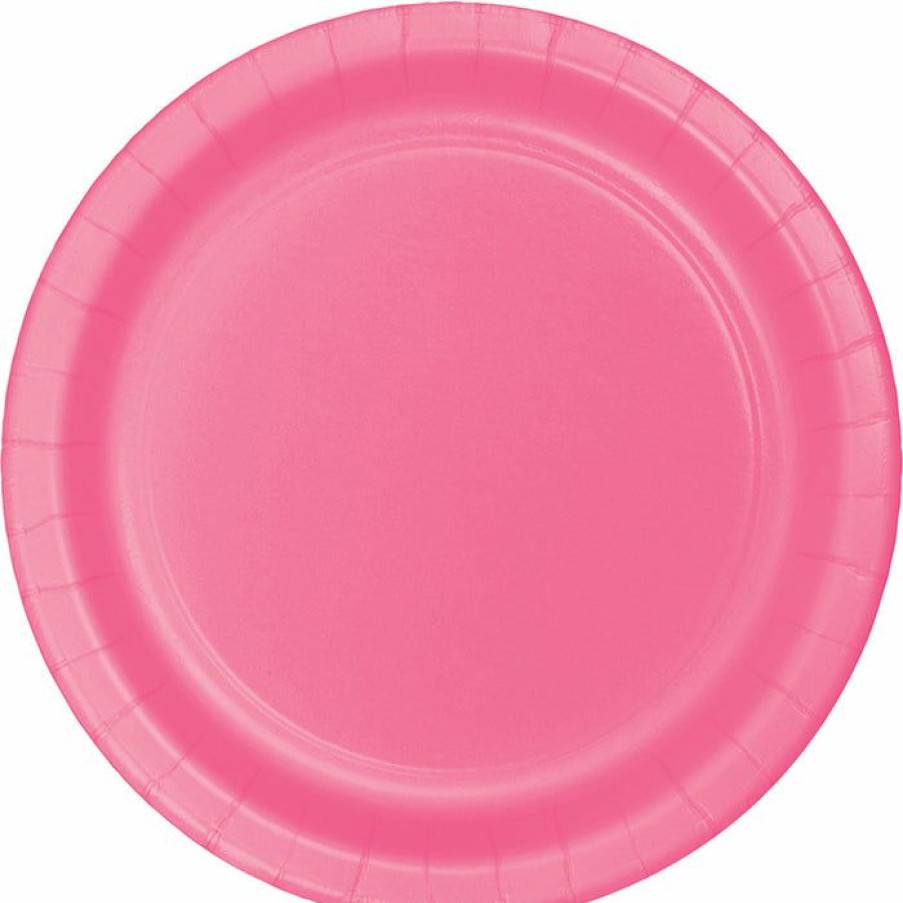 Solid Color Tableware * | Creative Converting Candy Pink Dessert Plates, 8 Ct Solid Color Tableware