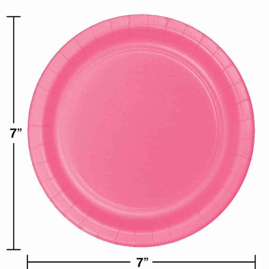 Solid Color Tableware * | Creative Converting Candy Pink Dessert Plates, 8 Ct Solid Color Tableware