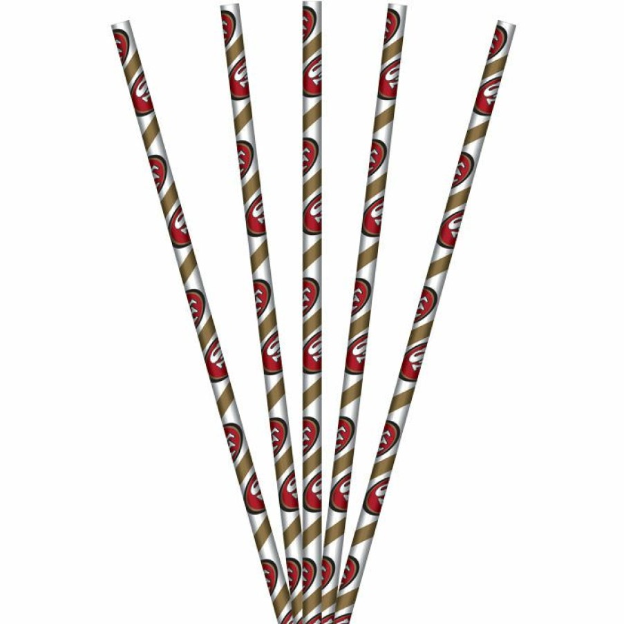 Sports * | Creative Converting San Francisco 49Ers Paper Straws, 24 Ct Nfl And Football Party Supplies