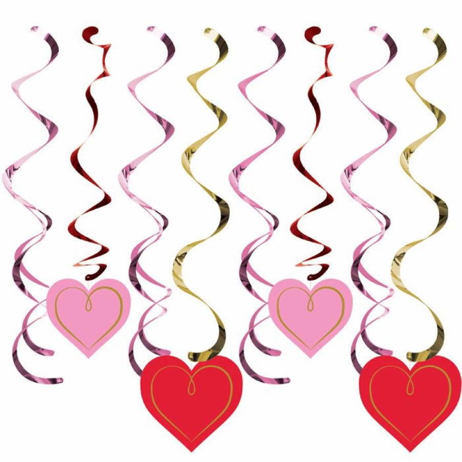 Holidays * | Creative Converting Split Dizzy Danglers, Val Hearts With Gold (Case Pack Of 96) Valentine'S Day Party Decorations