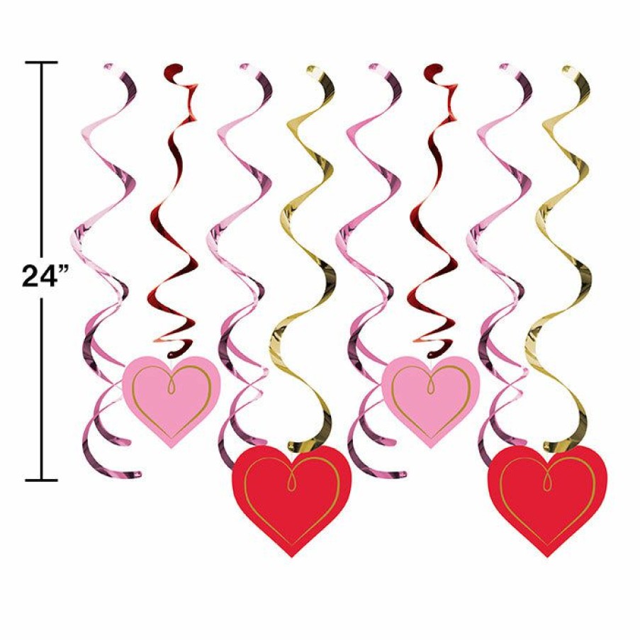 Holidays * | Creative Converting Split Dizzy Danglers, Val Hearts With Gold (Case Pack Of 96) Valentine'S Day Party Decorations