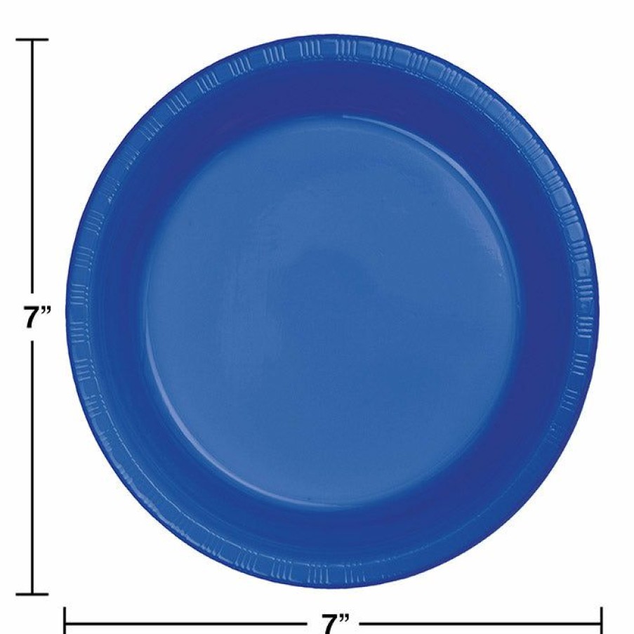 Solid Color Tableware * | Creative Converting Cobalt Blue Plastic Dessert Plates, 20 Ct Solid Color Tableware