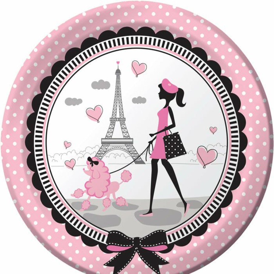 Birthdays * | Creative Converting Party In Paris Paper Plates, 8 Ct