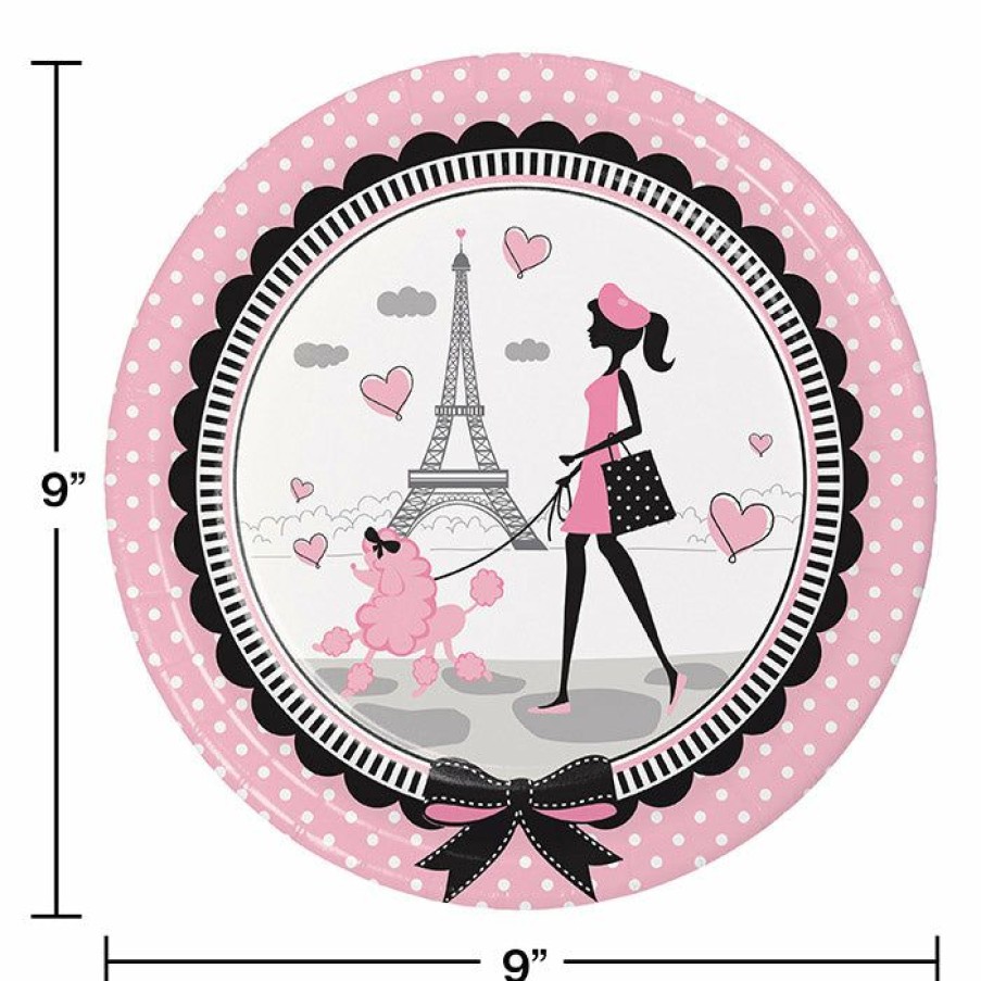 Birthdays * | Creative Converting Party In Paris Paper Plates, 8 Ct