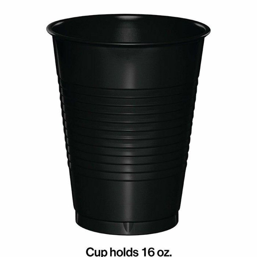 Solid Color Tableware * | Creative Converting Black Plastic Cups, 20 Ct Solid Color Tableware