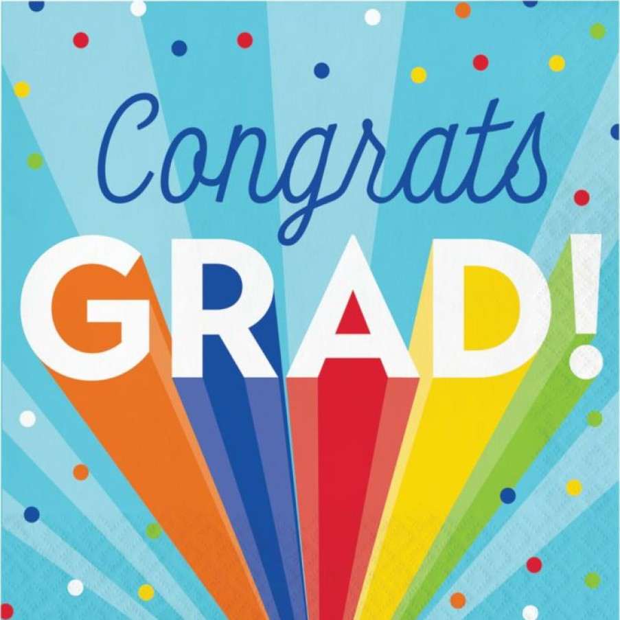 Graduation Party Supplies * | Creative Converting Rainbow Grad Luncheon Napkin (16/Pkg)