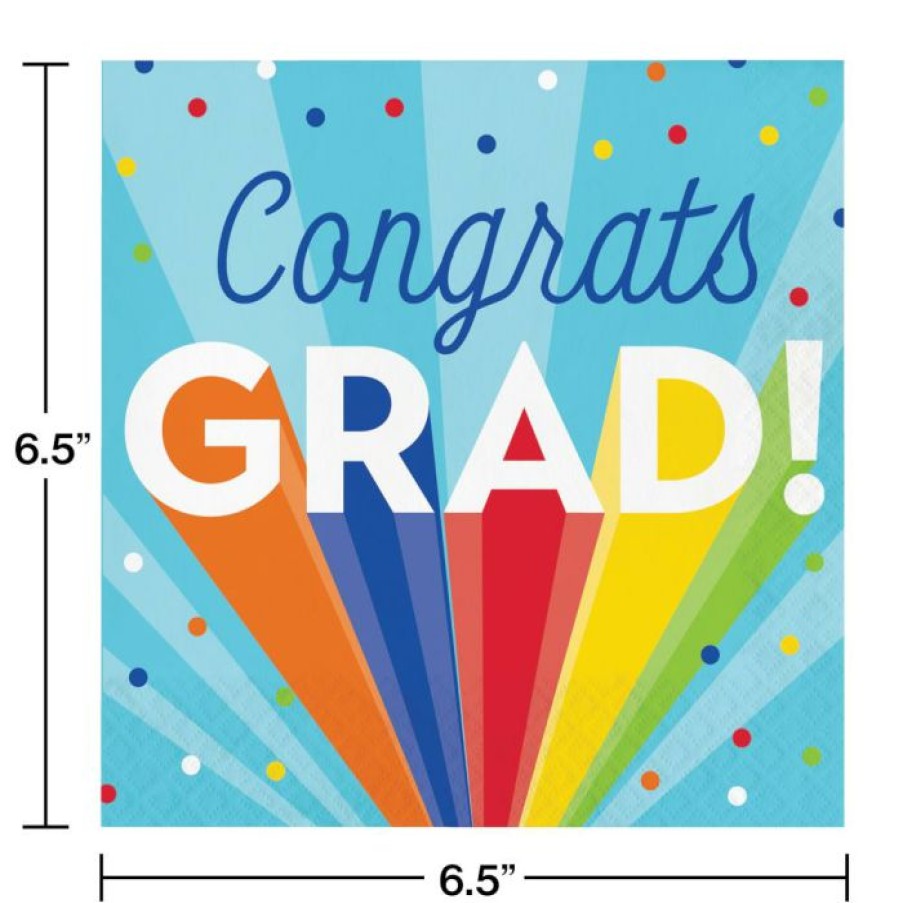 Graduation Party Supplies * | Creative Converting Rainbow Grad Luncheon Napkin (16/Pkg)