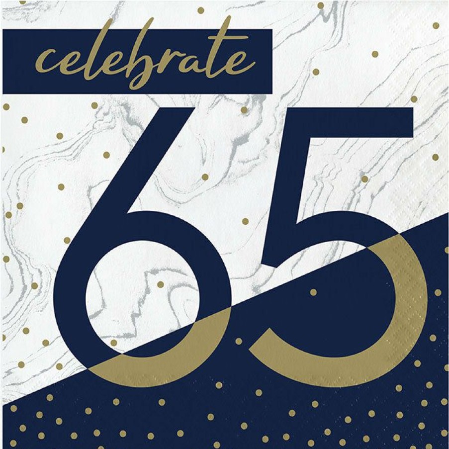 Birthdays * | Creative Converting Adult Birthday Party Themes Navy & Gold Milestone Luncheon Napkin, 65 16Ct