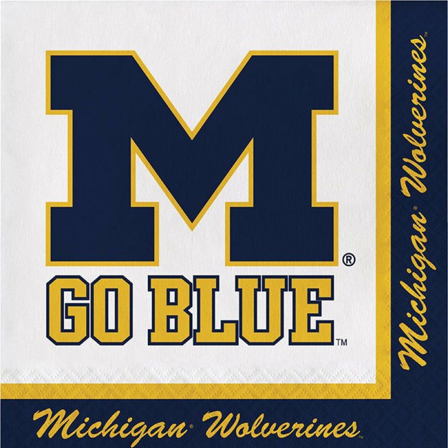 Sports * | Creative Converting University Of Michigan Napkins, 20 Ct Ncaa College Themed Party Decorations