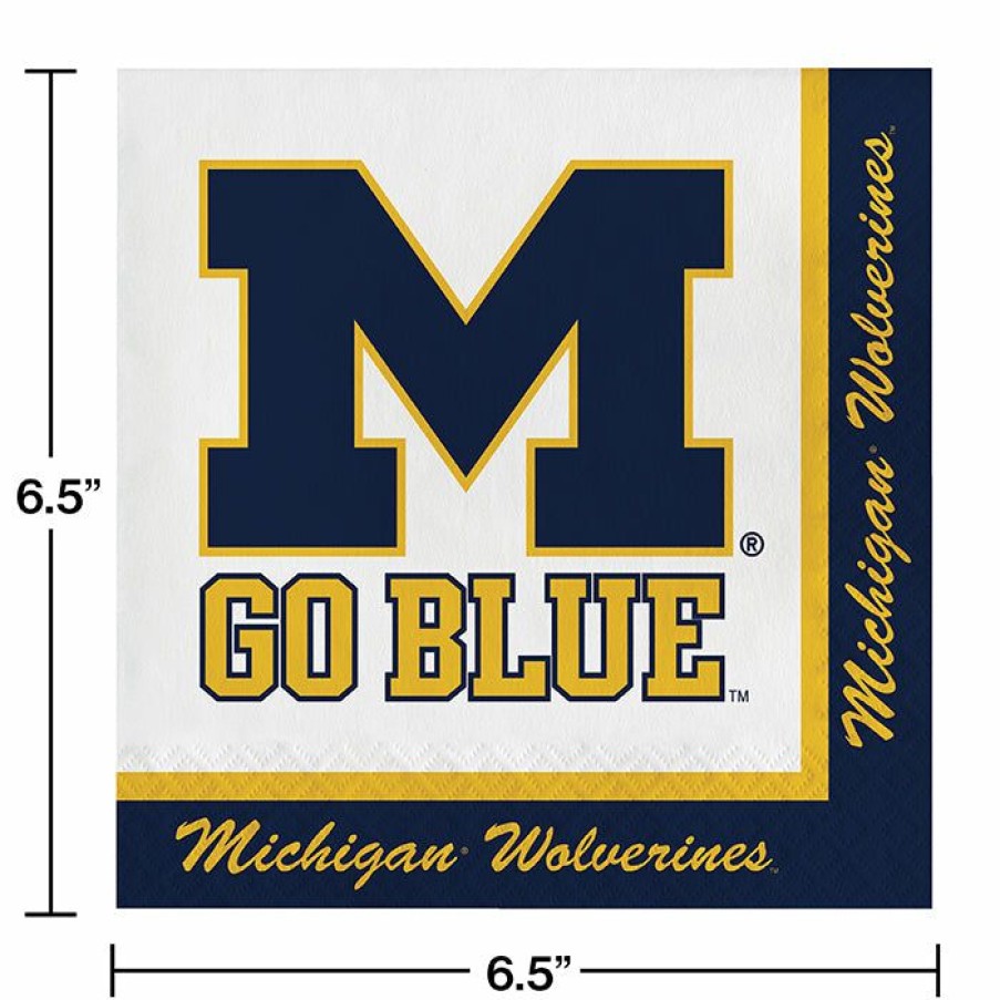 Sports * | Creative Converting University Of Michigan Napkins, 20 Ct Ncaa College Themed Party Decorations