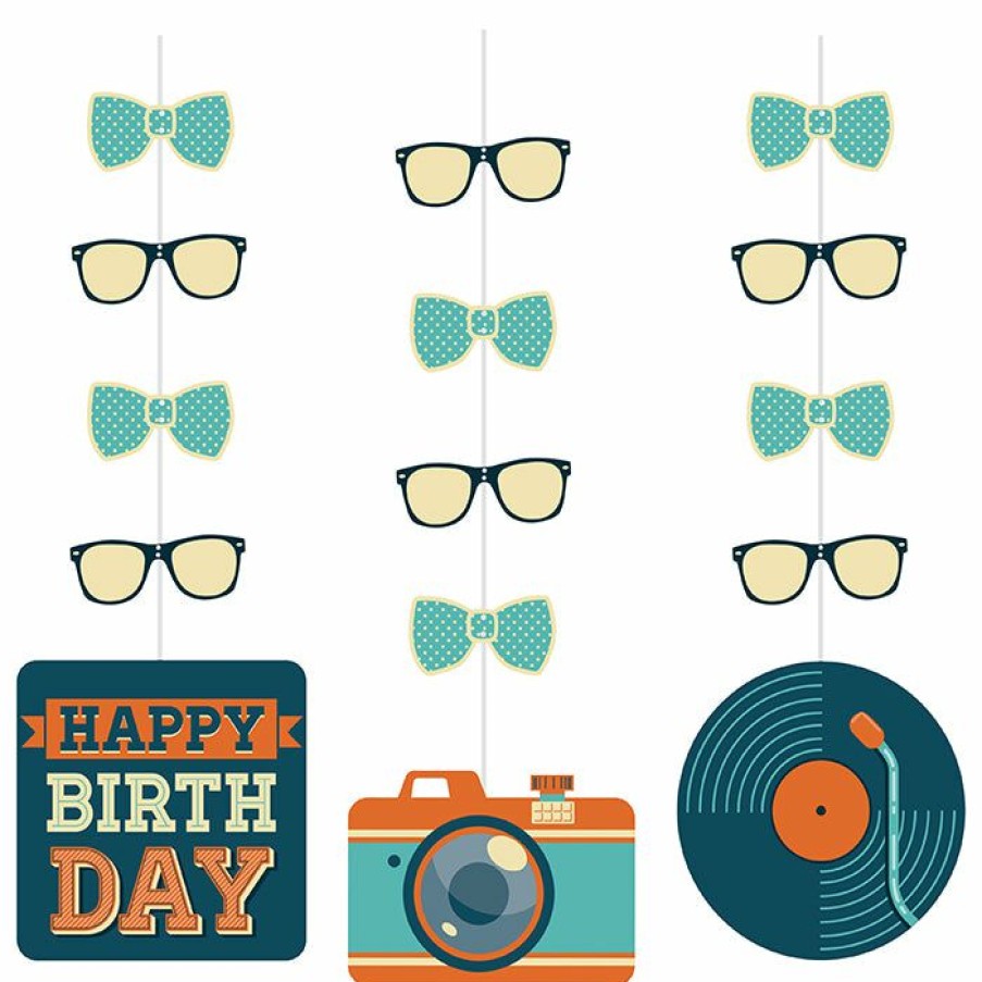 Birthdays * | Creative Converting Hipster Birthday Hanging Cutouts 36 Ct