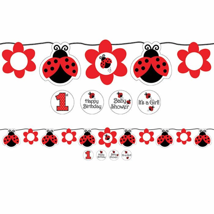 Birthdays * | Creative Converting Ladybug Fancy Ribbon Banner Kids Birthday Party Themes