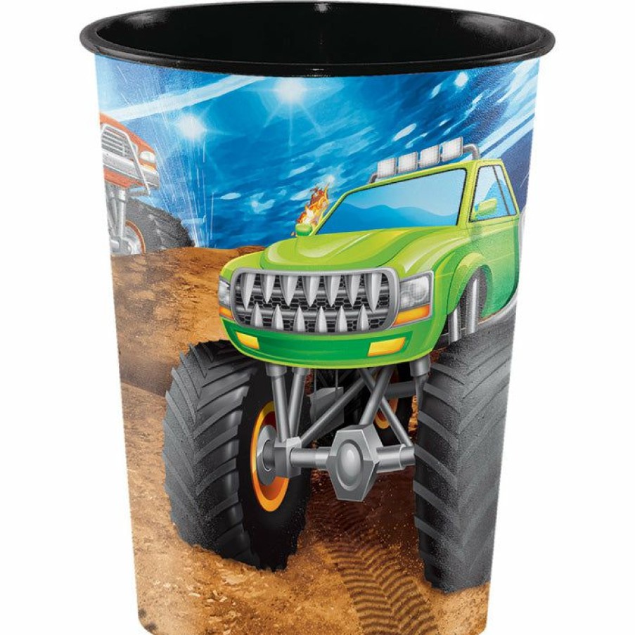 Birthdays * | Creative Converting Monster Truck Rally Plastic Keepsake Cup 16 Oz.