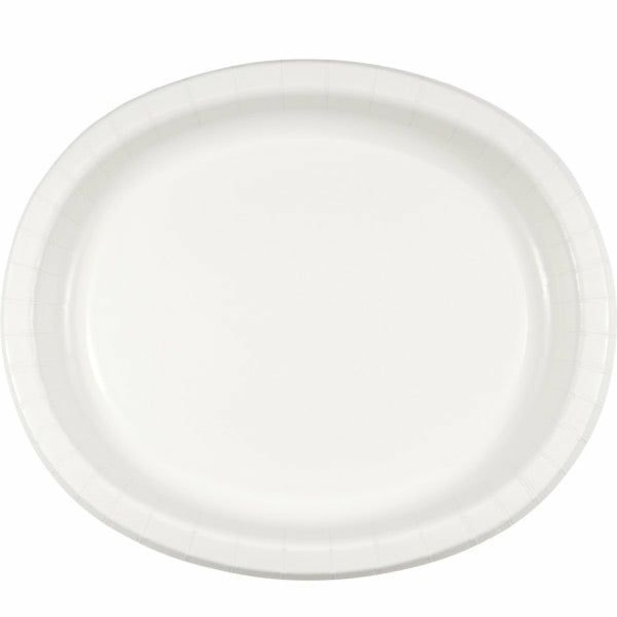 Solid Color Tableware * | Creative Converting White Oval Platter 10 X 12 , 8 Ct