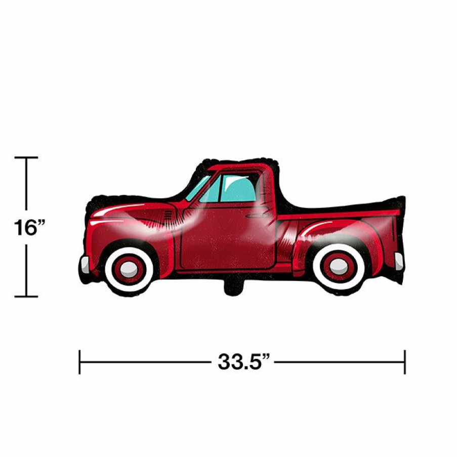 Birthdays * | Creative Converting Vintage Red Truck Metallic Balloon 33.4 X16