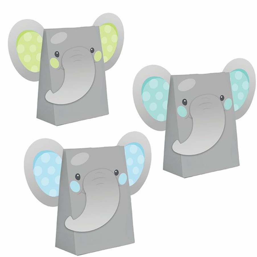 Birthdays * | Creative Converting Kids Birthday Party Themes Enchanting Elephants Boy Paper Treat Bags 96 Ct