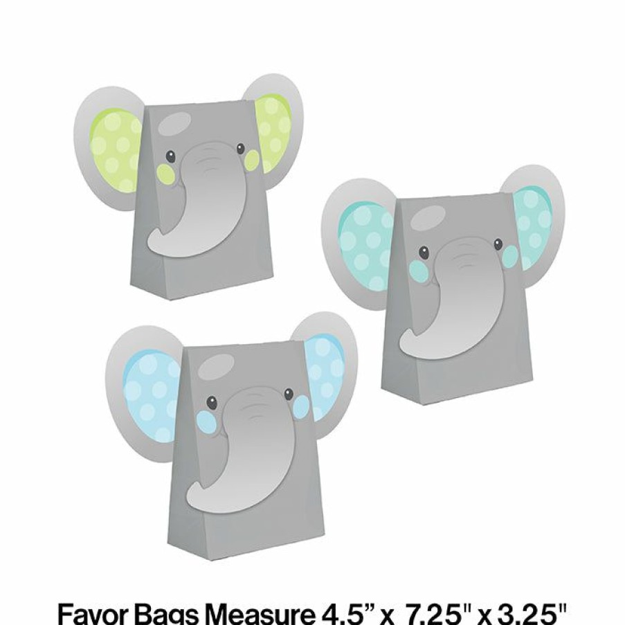 Birthdays * | Creative Converting Kids Birthday Party Themes Enchanting Elephants Boy Paper Treat Bags 96 Ct