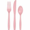 Solid Color Tableware * | Creative Converting Classic Pink Assorted Plastic Cutlery, 24 Ct Solid Color Tableware