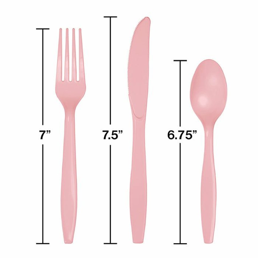 Solid Color Tableware * | Creative Converting Classic Pink Assorted Plastic Cutlery, 24 Ct Solid Color Tableware