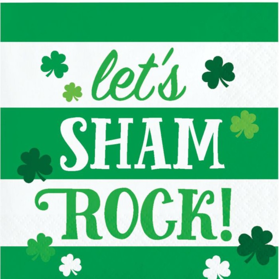 Holidays * | Creative Converting Irish Clover Beverage Napkin, Let'S Shamrock (16/Pkg)