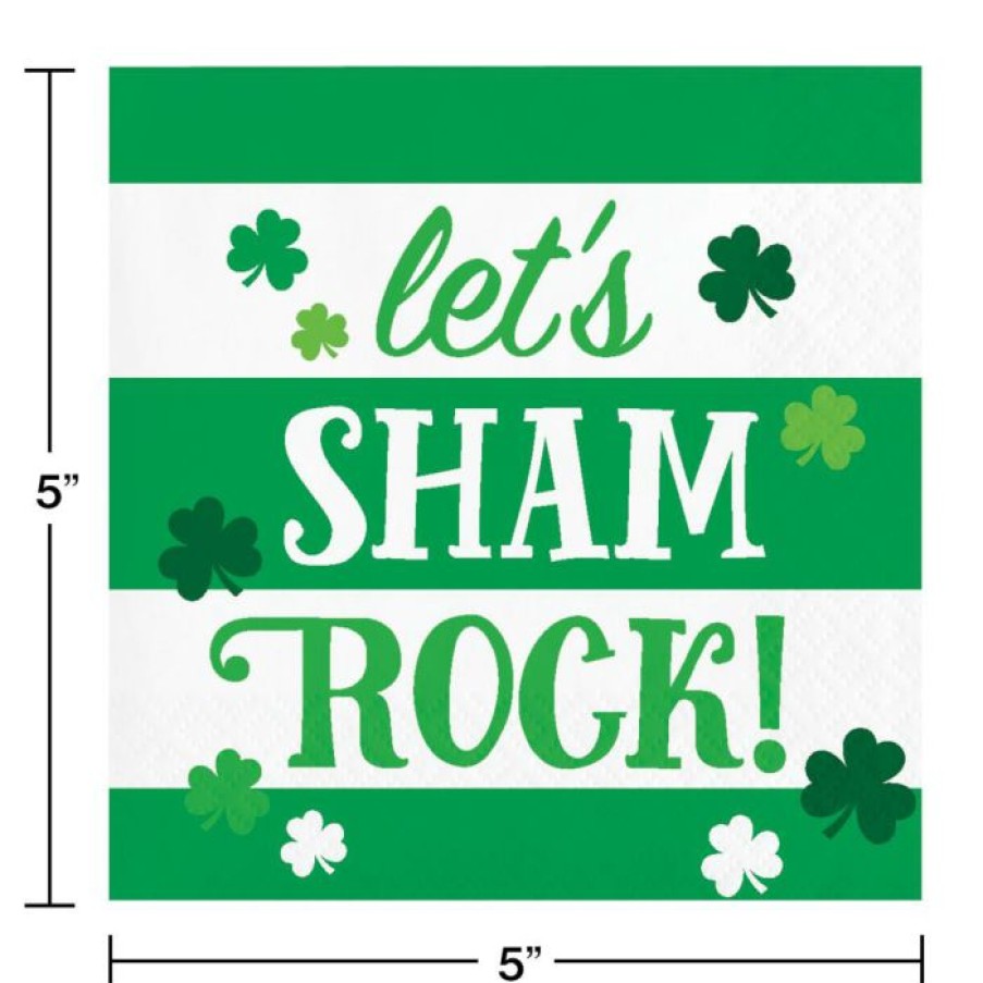 Holidays * | Creative Converting Irish Clover Beverage Napkin, Let'S Shamrock (16/Pkg)