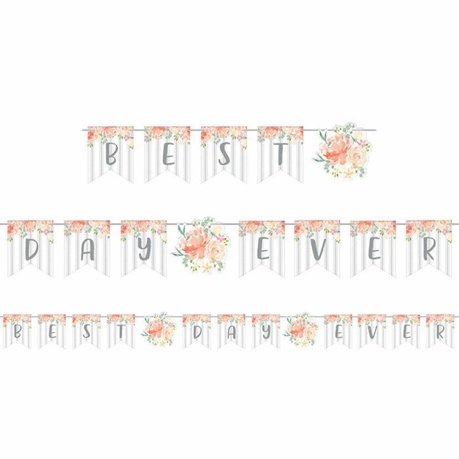 Bridal And Wedding * | Creative Converting Bridal And Wedding Farmhouse Floral Banner Wedding (12/Case)