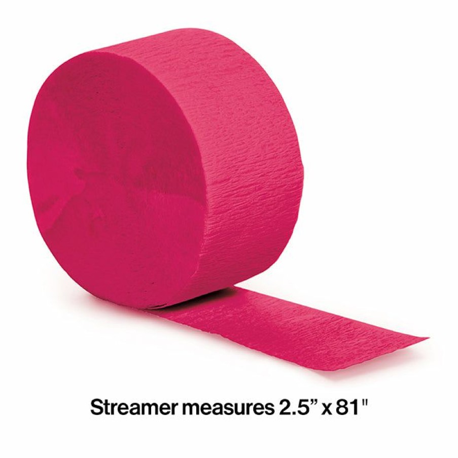 Solid Color Tableware * | Creative Converting Hot Magenta Crepe Streamers 81 Solid Color Tableware