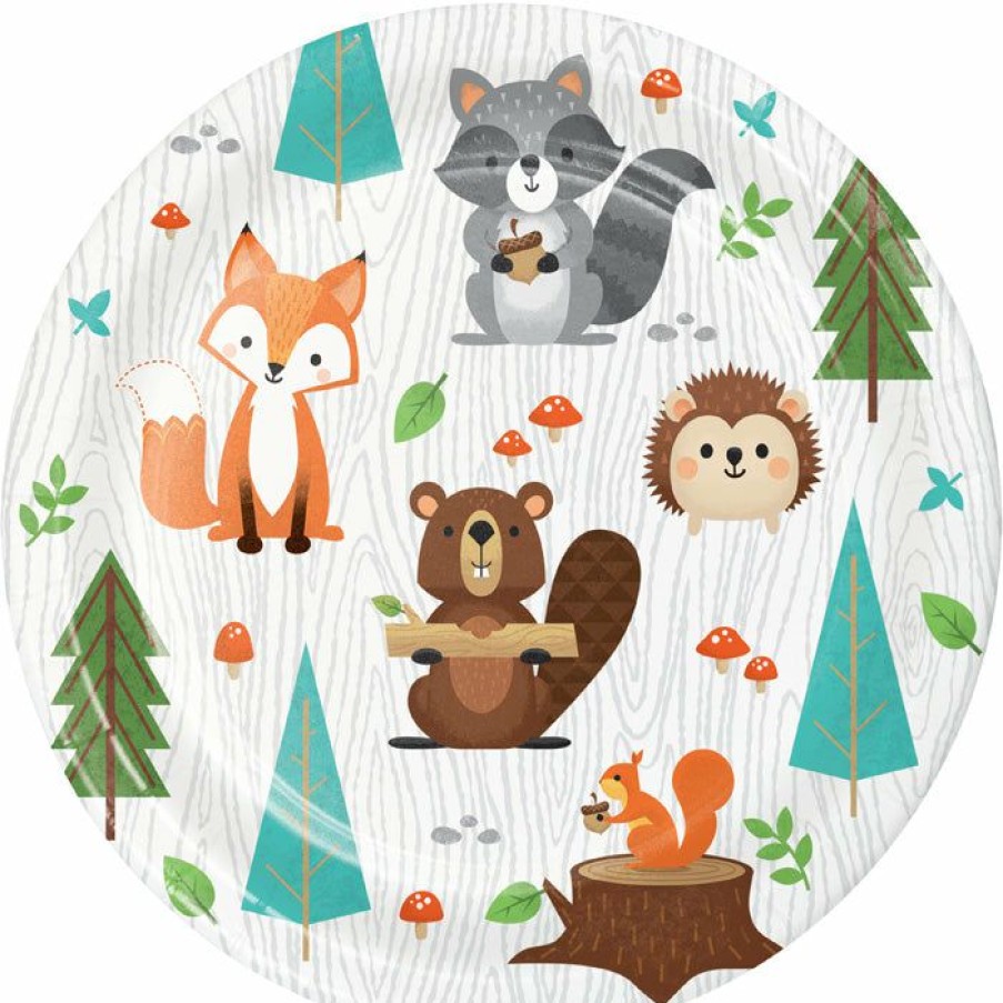 Birthdays * | Creative Converting 1St Birthday Party Themes Wild One Woodland Animals Dessert Plates, Pack Of 8