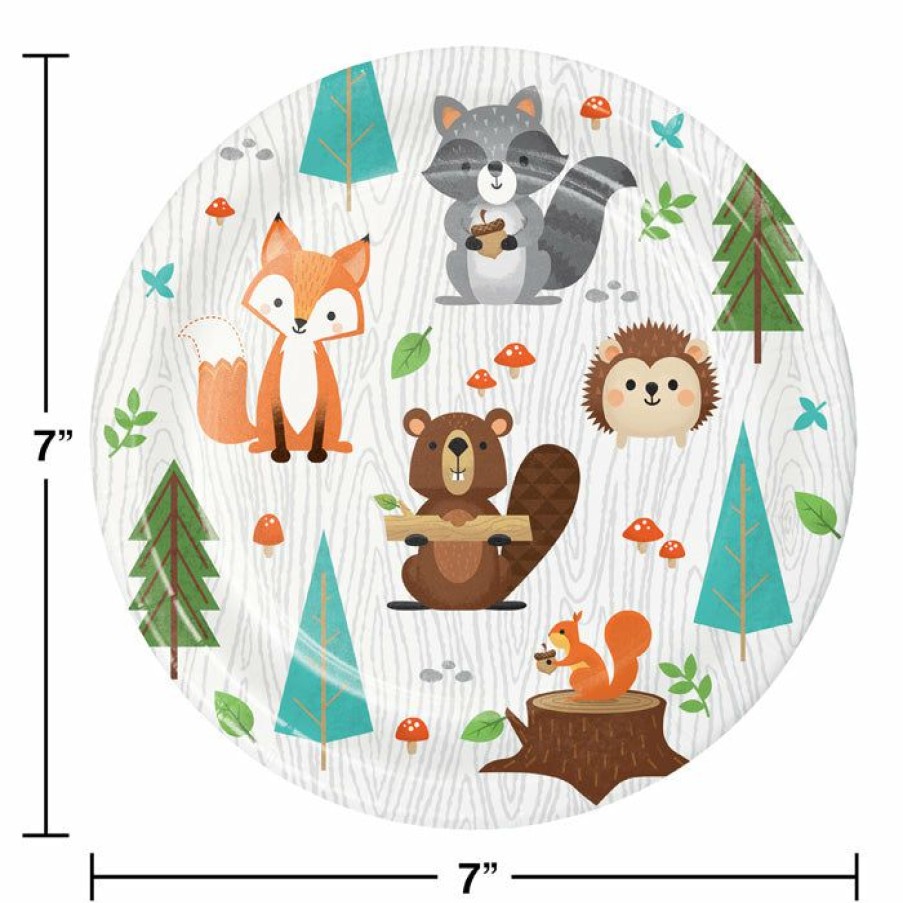 Birthdays * | Creative Converting 1St Birthday Party Themes Wild One Woodland Animals Dessert Plates, Pack Of 8