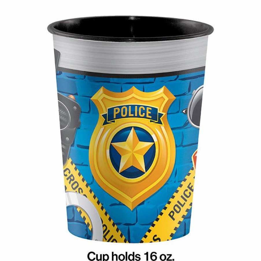 Birthdays * | Creative Converting Police Party Plastic Keepsake Cup 16 Oz. Kids Birthday Party Themes