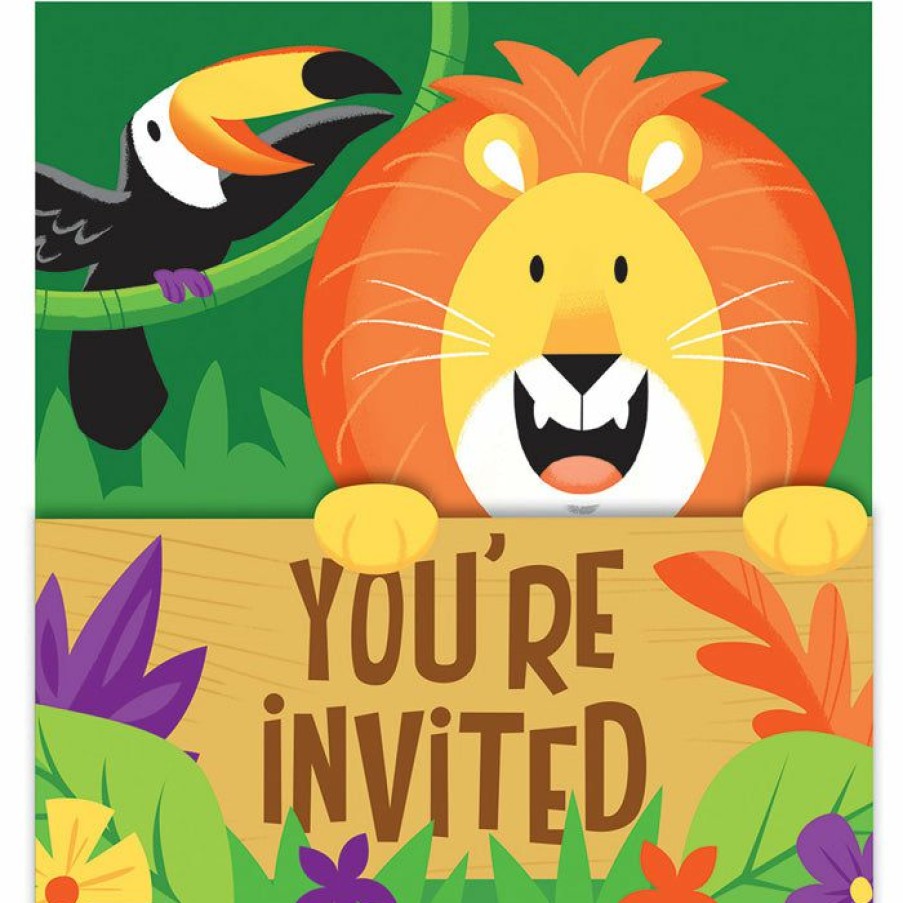 Birthdays * | Creative Converting Jungle Safari Gatefold Invitations (48/Case)