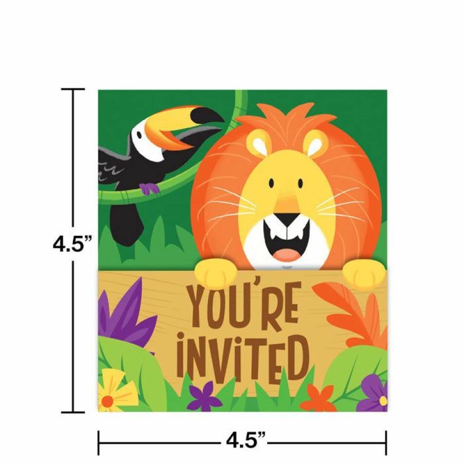 Birthdays * | Creative Converting Jungle Safari Gatefold Invitations (48/Case)