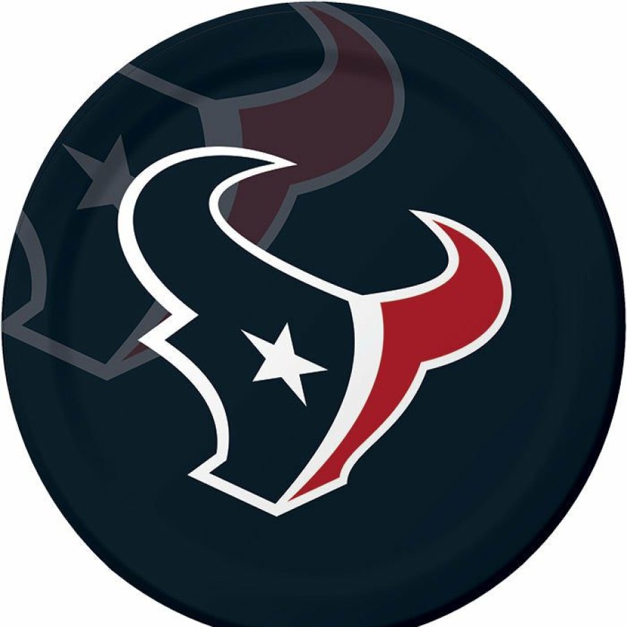 Sports * | Creative Converting Houston Texans Paper Plates, 8 Ct Nfl And Football Party Supplies