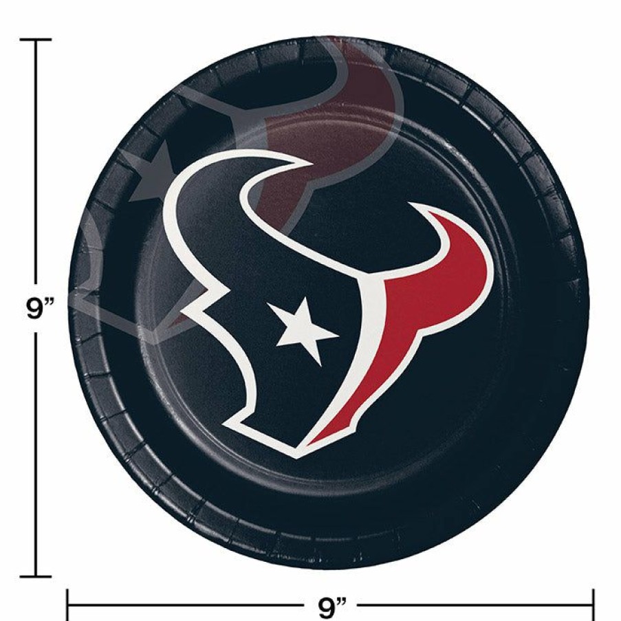 Sports * | Creative Converting Houston Texans Paper Plates, 8 Ct Nfl And Football Party Supplies