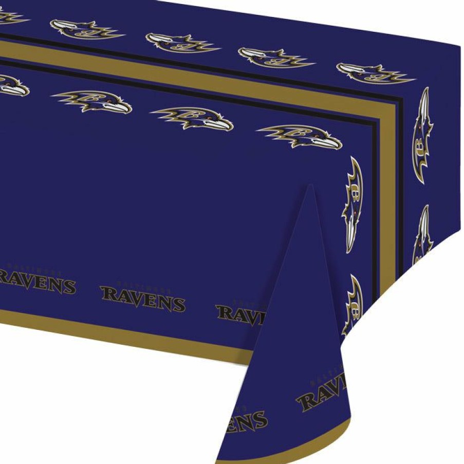 Sports * | Creative Converting Baltimore Ravens Plastic Table Cover, 54 X 102 Nfl And Football Party Supplies