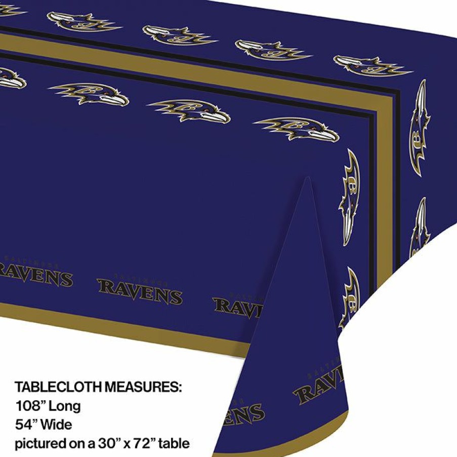 Sports * | Creative Converting Baltimore Ravens Plastic Table Cover, 54 X 102 Nfl And Football Party Supplies