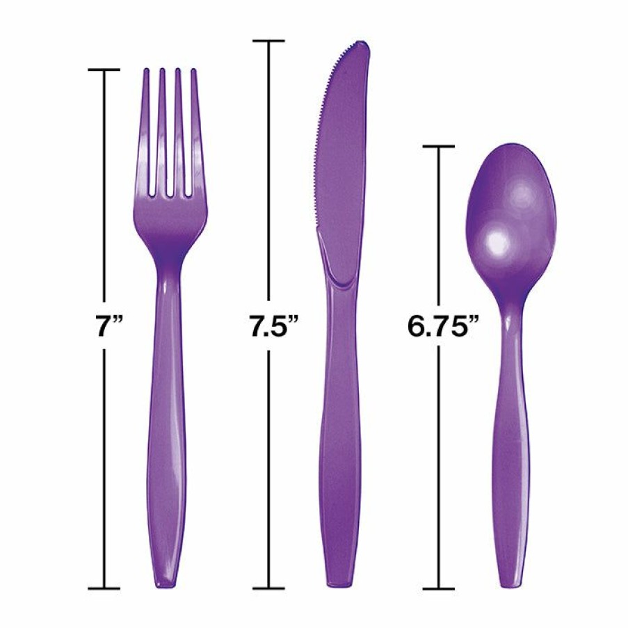 Solid Color Tableware * | Creative Converting Amethyst Purple Assorted Plastic Cutlery, 24 Ct Solid Color Tableware