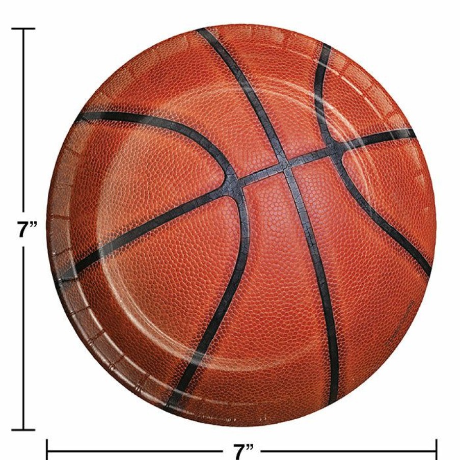 Sports * | Creative Converting Basketball Dessert Plates, 8 Ct Basketball Party Decorations