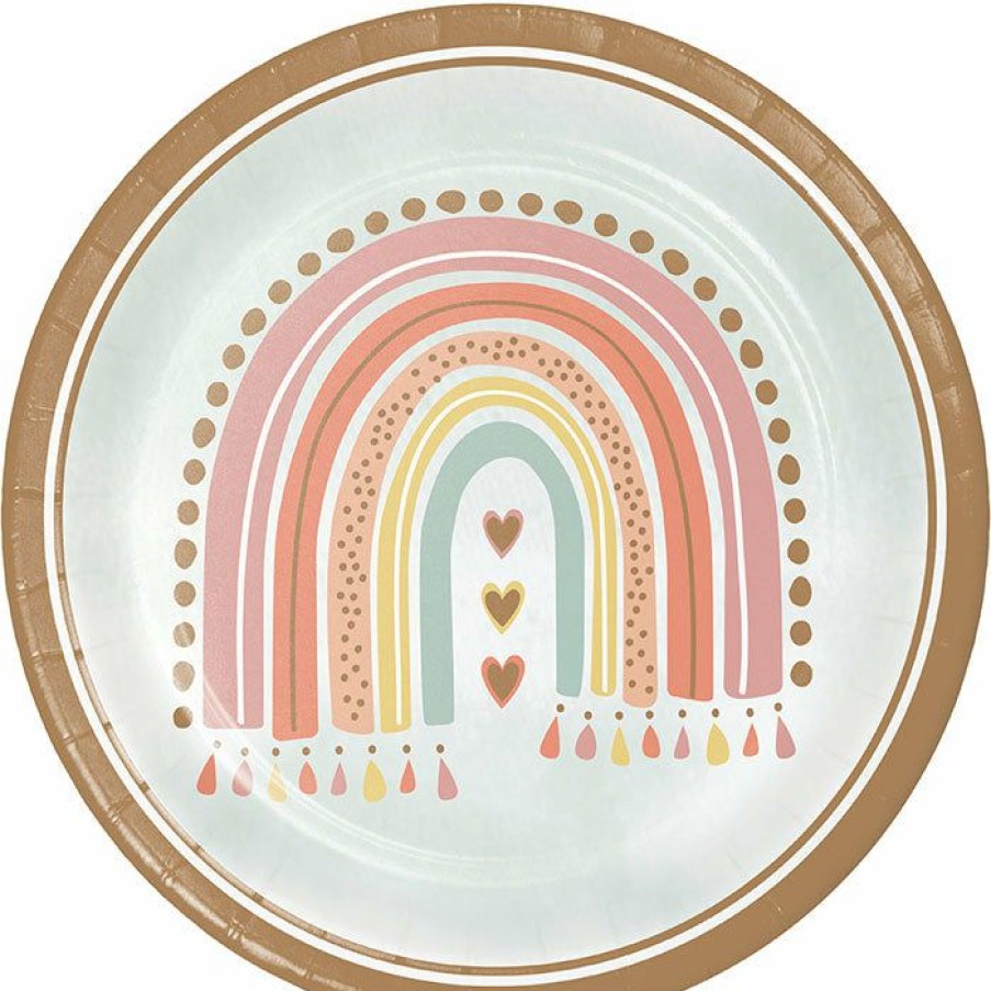 Birthdays * | Creative Converting Boho Rainbow Dinner Plate 8Ct 1St Birthday Party Themes