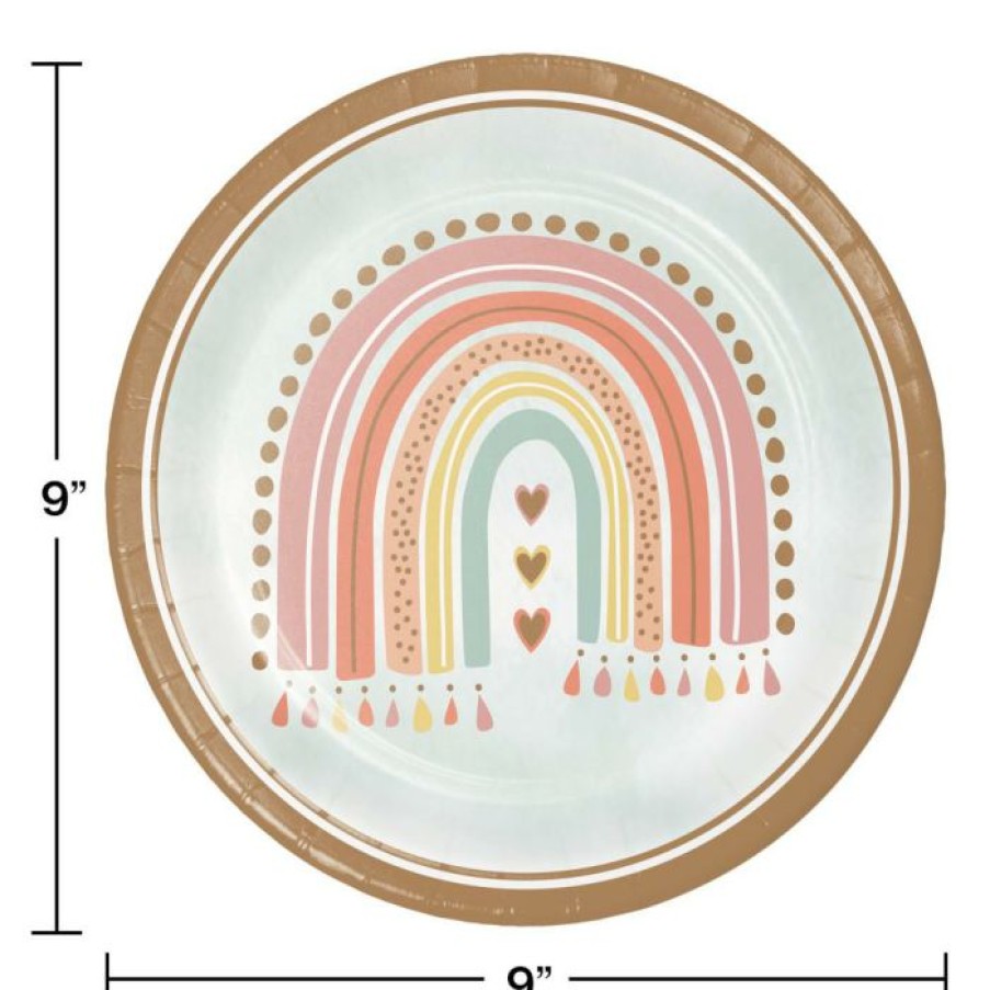 Birthdays * | Creative Converting Boho Rainbow Dinner Plate 8Ct 1St Birthday Party Themes