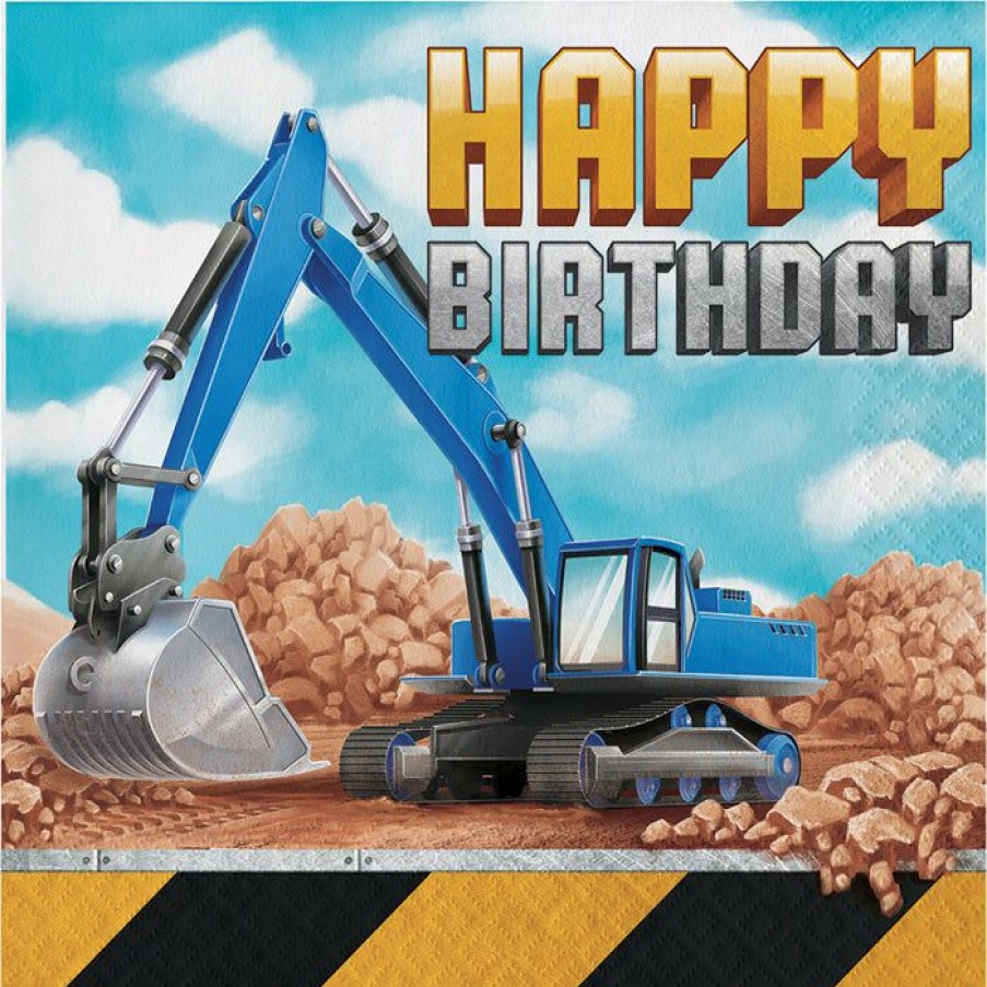 Birthdays * | Creative Converting Big Dig Construction Napkins, 16 Ct Kids Birthday Party Themes