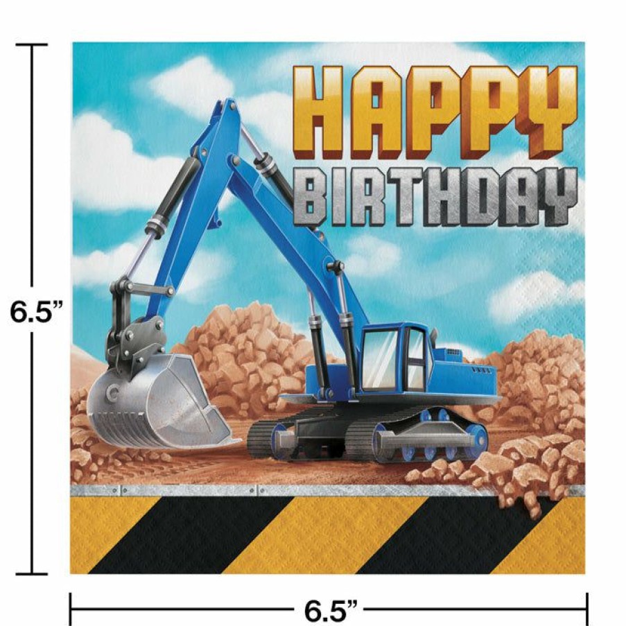 Birthdays * | Creative Converting Big Dig Construction Napkins, 16 Ct Kids Birthday Party Themes