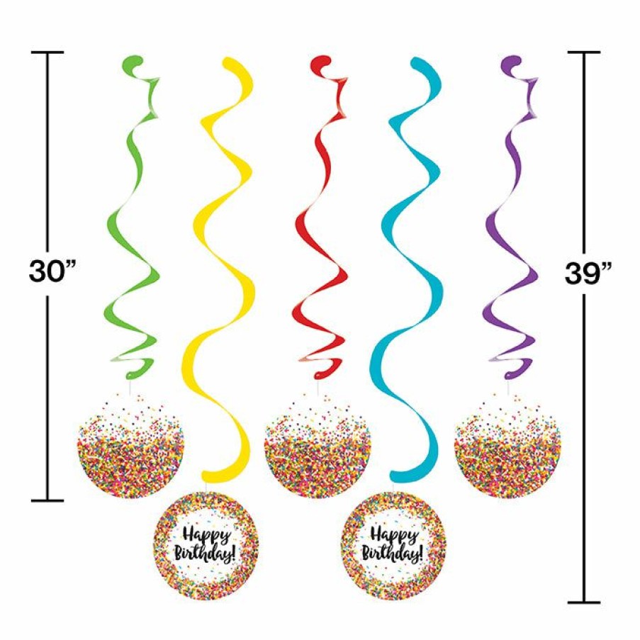 Birthdays * | Creative Converting Confetti Sprinkles Dizzy Danglers, 5 Ct Kids Birthday Party Themes