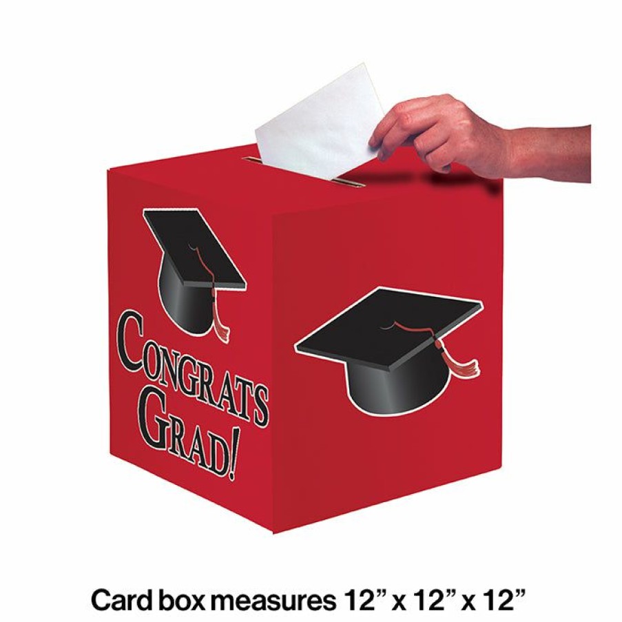 Graduation Party Supplies * | Creative Converting Graduation Card Box, Grad, 9 Red Graduation Party Supplies